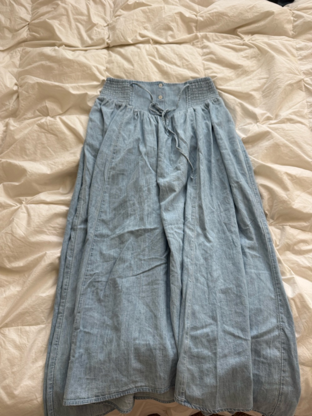 aerie Light Blue Smocked Maxi Skirt
